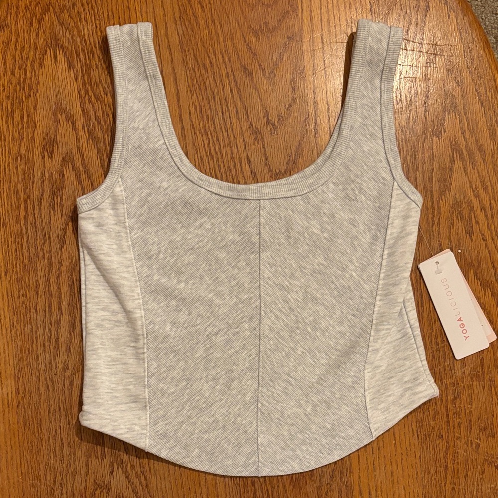 Yogalicious NWT Light Gray Yoga Lounge Tank Top